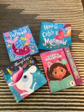 Gabby’s Dollhouse Pink Sound Book bundle with unicorn and mermaid books